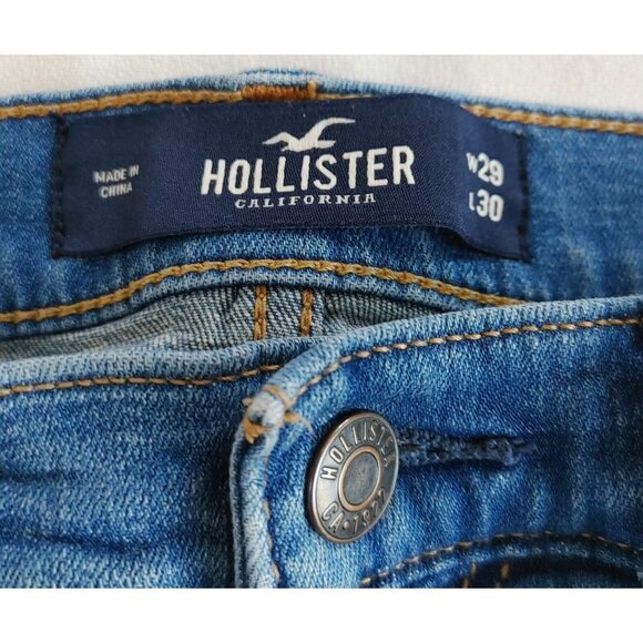 Hollister Athletic Skinny Blue Jeans Women's Size 29/30 Ripped Distressed - Picture 3 of 4
